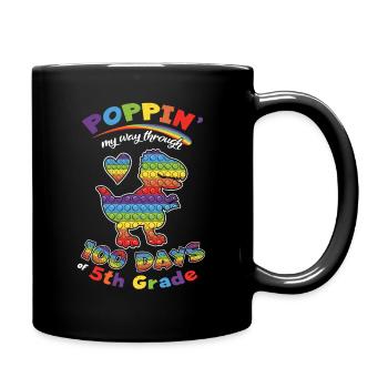 100th Day Pop 5th Grade 100 Day Of School Dinosaur - Full Colour Mug - black - Right