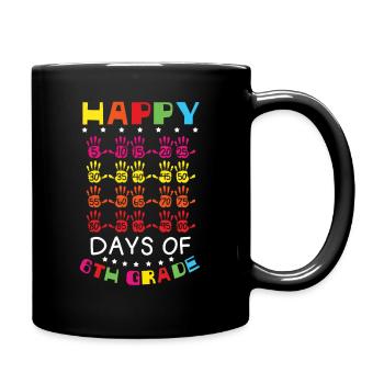 6. Klasse Hände Happy 100th Day 100 Tage Schule - Tasse einfarbig - Schwarz - Rechts
