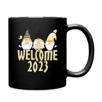 Frohes Neues Jahr 2023 Hallo 2023 Neujahrszwerge - Tasse einfarbig - Schwarz - Rechts