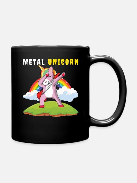 Dabbing Unicorn Rainbow Metal Musik Heavy Rock - Tasse einfarbig - Schwarz