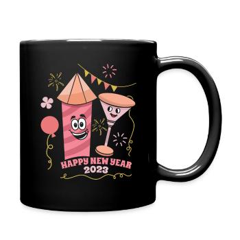 Wine Fireworks 2023 New Year Hello 2023 New Year - Full Colour Mug - black - Right