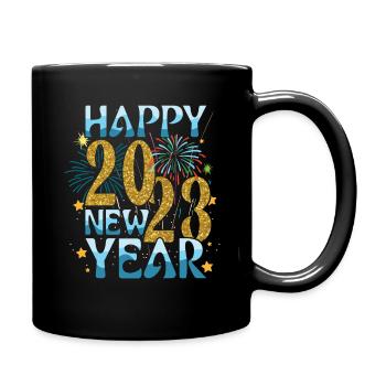 Fête du Nouvel An en famille 2023 Bonjour Nouvel An 2023 - Mug uni - noir - Droite