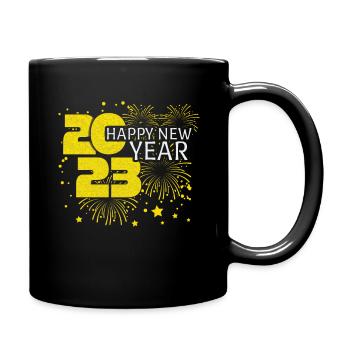 Fireworks Happy New Year 2023 Hello 2023 New Year - Full Colour Mug - black - Right