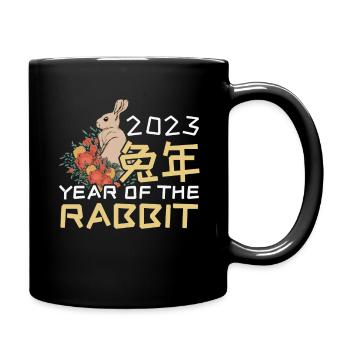 Nouvel An chinois du Nouvel An floral de lapin 2023 - Mug uni - noir - Droite