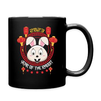 Lapin Hello Bienvenue 2023 Bonne année chinoise - Mug uni - noir - Droite