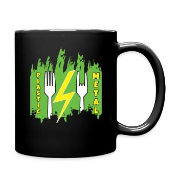 Rock Sign Funny Fork Metal Kid Music Lover Rocker - Tasse einfarbig - Schwarz - Rechts