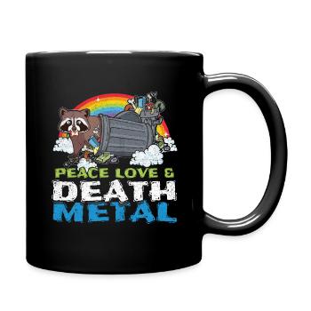 Trash Racoon Love Peace Metal Music Heavy Rock - Tasse einfarbig - Schwarz - Rechts