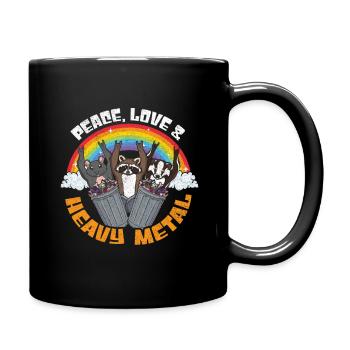 Love Peace Metal Music Heavy Rock Trash Racoon - Tasse einfarbig - Schwarz - Rechts