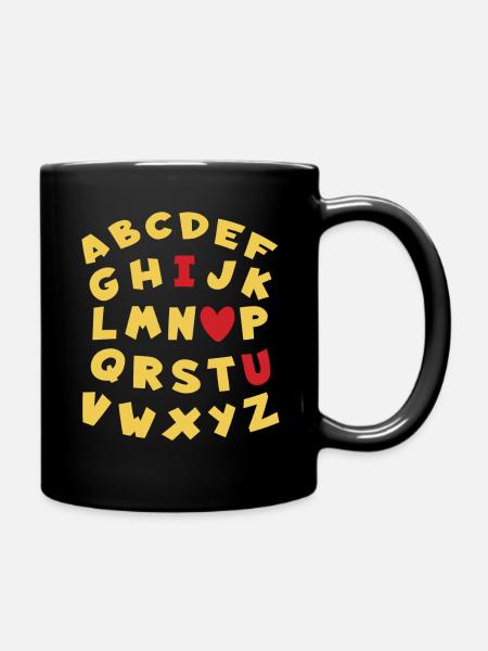 Alphabet Valentines Day Hearts Day Valentines - Tasse einfarbig - Schwarz