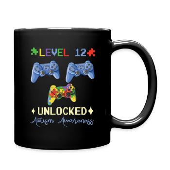 Gamer Age 12 Born Birth Puzzle Autism Awareness - Full Colour Mug - black - Right