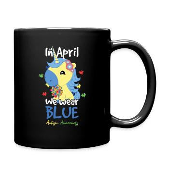 In April Blue Special Unicorn Autism Awareness - Tasse einfarbig - Schwarz - Rechts