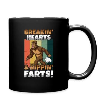 Retro Vintage Bigfoot Hearts Farts Valentines Day - Tasse einfarbig - Schwarz - Rechts