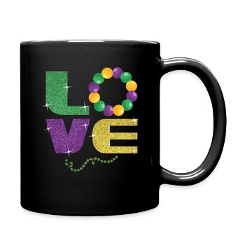 Love New Orleans Festival Parade Beads Mardi Gras - Full Colour Mug - black - Right