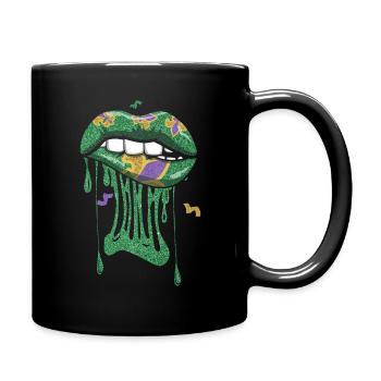 Bite Lips Festival Parade Beads Mardi Gras - Full Colour Mug - black - Right