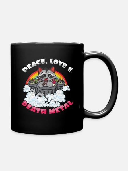 Racoon Love Peace Metal Music Heavy Rock - Tasse einfarbig - Schwarz