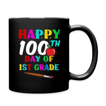 Happy 100th Day 1st Grade 100 Days Of School - Full Colour Mug - black - Right