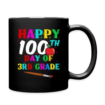 Happy 100th Day 3rd Grade 100 Days Of School - Full Colour Mug - black - Right