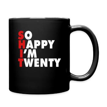 Drôle d’âge de naissance 20 ans heureux j’ai 20 ans - Mug uni - noir - Droite