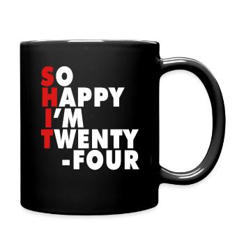 Drôle d’âge de naissance 24 ans heureux j’ai 24 ans - Mug uni - noir - Droite
