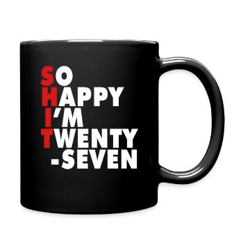 Drôle d’âge de naissance 27 ans heureux j’ai 27 ans - Mug uni - noir - Droite