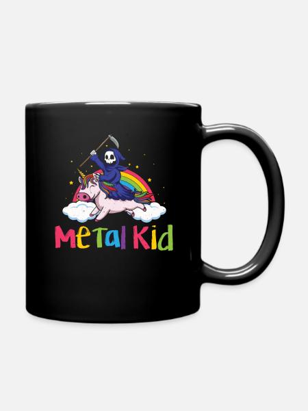 Metal Kid Music Unicorn Skeleton Grim Rock Heavy - Tasse einfarbig - Schwarz