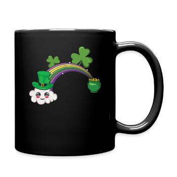 Cute Kawaii Cloud Rainbow Happy Saint Patricks - Full Colour Mug - black - Right