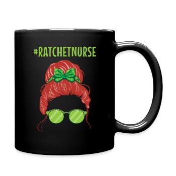 Ratchet Nurse Shamrock Saint Patrick Day - Full Colour Mug - black - Right