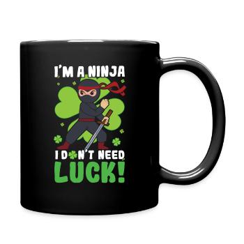 Kid Ninja Luck Japon Trèfle Saint Patrick Day - Mug uni - noir - Droite
