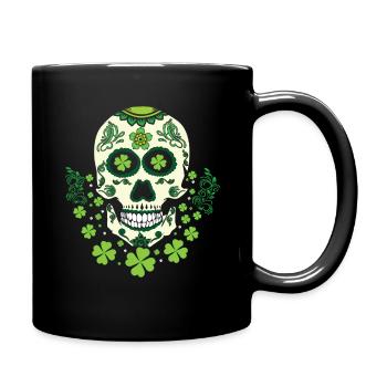 Sugar Bone Skeleton Shamrock Saint Patrick Day - Full Colour Mug - black - Right