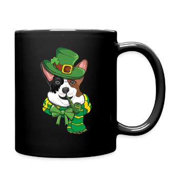 Cute Irish Corgi Happy Saint Patrick Day - Tasse einfarbig - Schwarz - Rechts