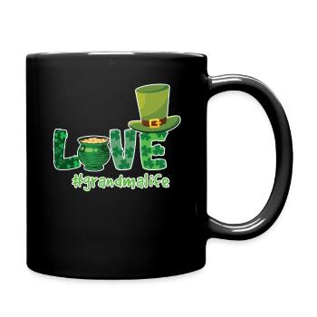 Shamrock Love Grandma Saint Patrick Day - Tasse einfarbig - Schwarz - Rechts