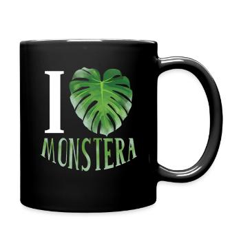 Liebe Monstera Blatt Pflanze Garten Hobbygärtner - Tasse einfarbig - Schwarz - Rechts