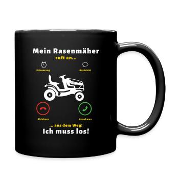 Mein Rasenmäher Ruft Lustiges Gärtner - Tasse einfarbig - Schwarz - Rechts