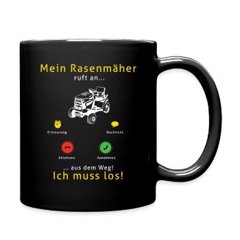 Mein Rasenmäher Ruft Lustiges Gärtner Garten - Tasse einfarbig - Schwarz - Rechts