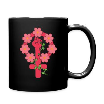 International Womens Day Girl Feminist Symbol - Full Colour Mug - black - Right