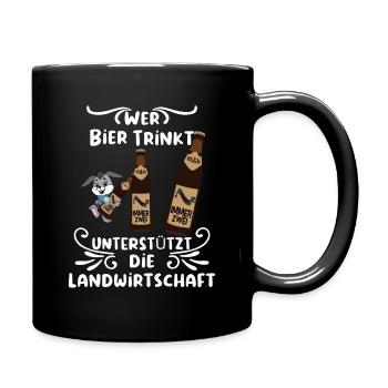 Bier trinken und die Landwirtschaft unterstützen - Tasse einfarbig - Schwarz - Rechts