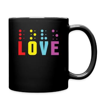 Love Braille Alphabet Braille Language Retro - Full Colour Mug - black - Right