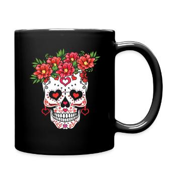 Valentines Sugar Bone Muertos Day Halloween - Full Colour Mug - black - Right