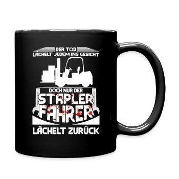 Forklift Driver Smiles Back Quotes Operator Truck - Full Colour Mug - black - Right