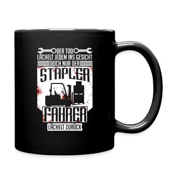 Forklift Driver Smiles Back Funny Quotes Operator - Full Colour Mug - black - Right