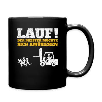 Run Master Wants Enjoy Truck Forklift Driver - Full Colour Mug - black - Right