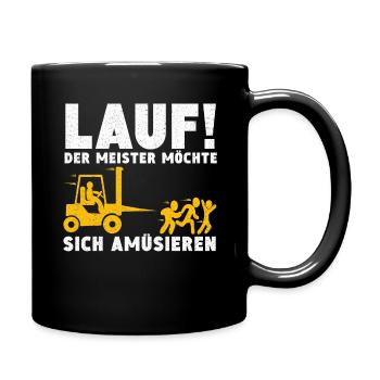 Run Master Wants Enjoy Funny Forklift Driver - Full Colour Mug - black - Right