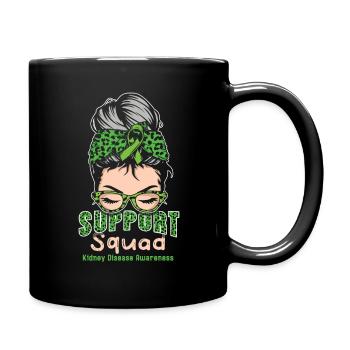 Support Squad Green Kidney Disease Awareness Month - Full Colour Mug - black - Right