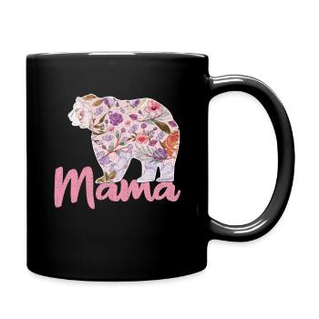Bär Blumen Mama Beste Mama Alles Gute zum Muttertag - Tasse einfarbig - Schwarz - Rechts