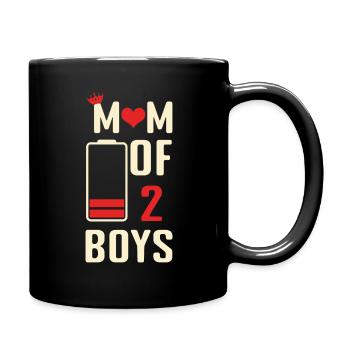Funny Mom Quotes Mom Of Two Boy Happy Mother's Day - Full Colour Mug - black - Right