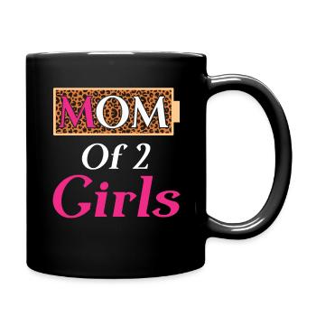 Leopard Mom Quotes Mom Of Two Girls Mother's Day - Full Colour Mug - black - Right