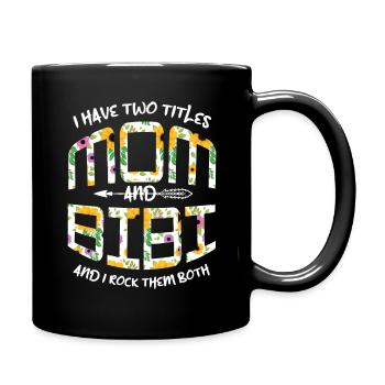Two Titles Mom Rock Them Both Flower Mother's Day - Full Colour Mug - black - Right