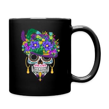 Mardi Gras Costume Dia De Los Muertos Flower Sugar - Full Colour Mug - black - Right
