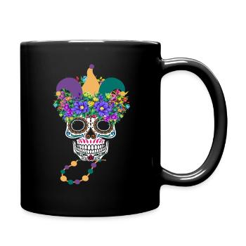 Mardi Gras Masque Fleur Sucre Dia de Los Muertos - Mug uni - noir - Droite