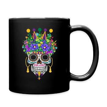 Mardi Gras Masque Fleur Sucre Dia de Los Muertos - Mug uni - noir - Droite